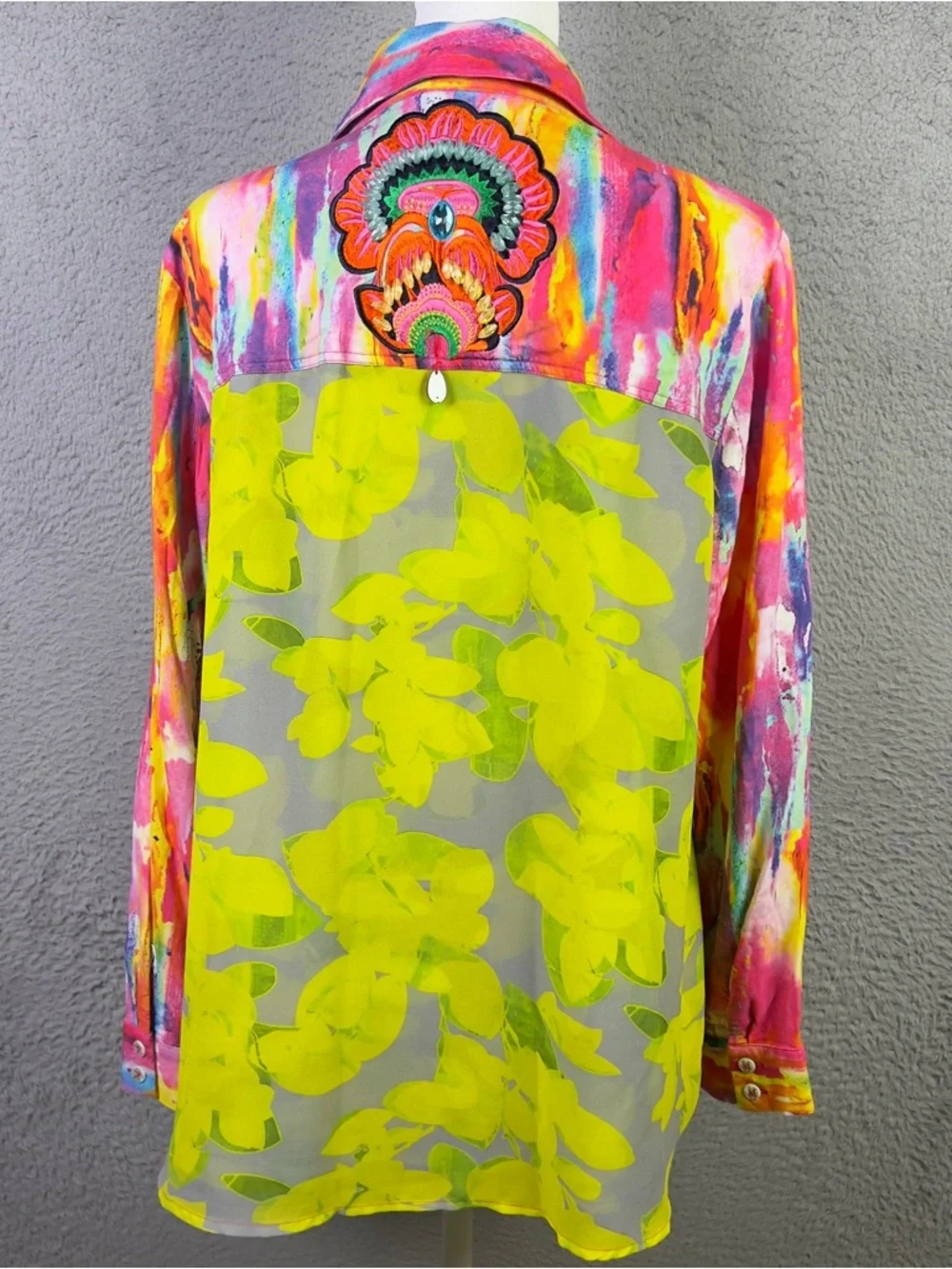 Soft Surroundings Top Womens PL Multicolor Festiva Shirt Embellished Embroidered - Picture 3 of 9